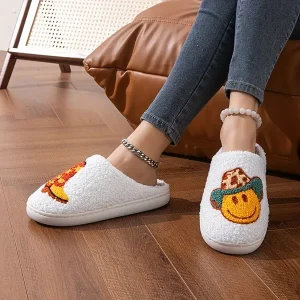 Cartoon Print Home Warm Slippers, Soft Sole Platform Closed Toe Fuzzy Shoes, Non-slip Bedroom Plush Shoes