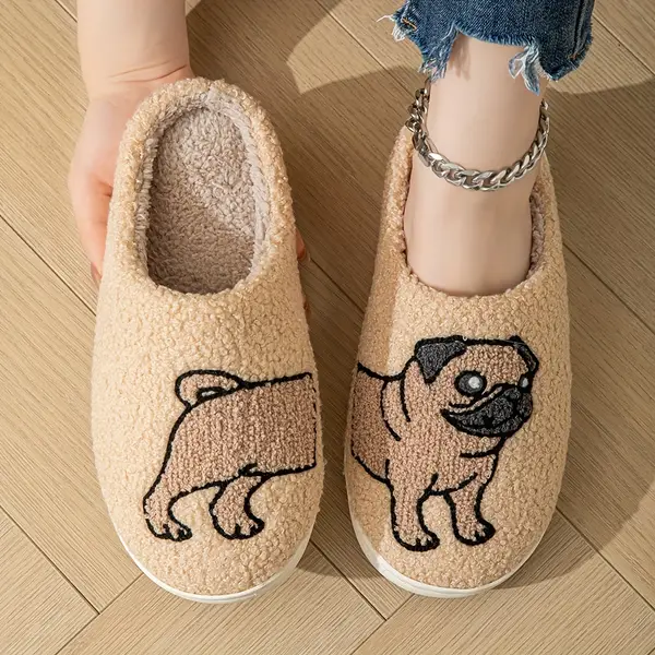 Cozy Winter Basset Hound Plush Slippers For Women - Warm, Soft, Non-Slip Indoor Shoes With Cute Animal Print